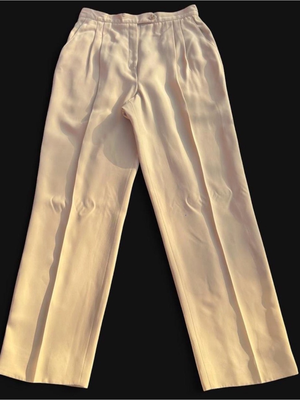 Classic High-Rise Cream Dress Pants